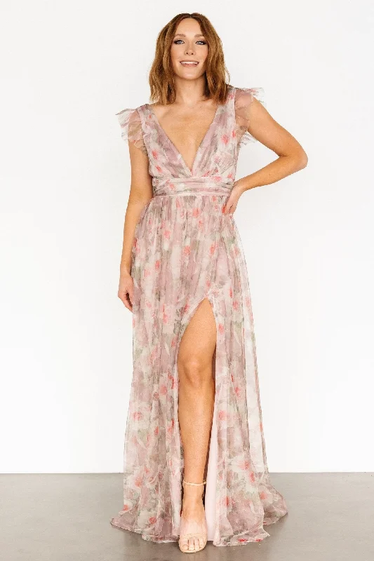 Carmine Maxi Dress | Mauve Floral