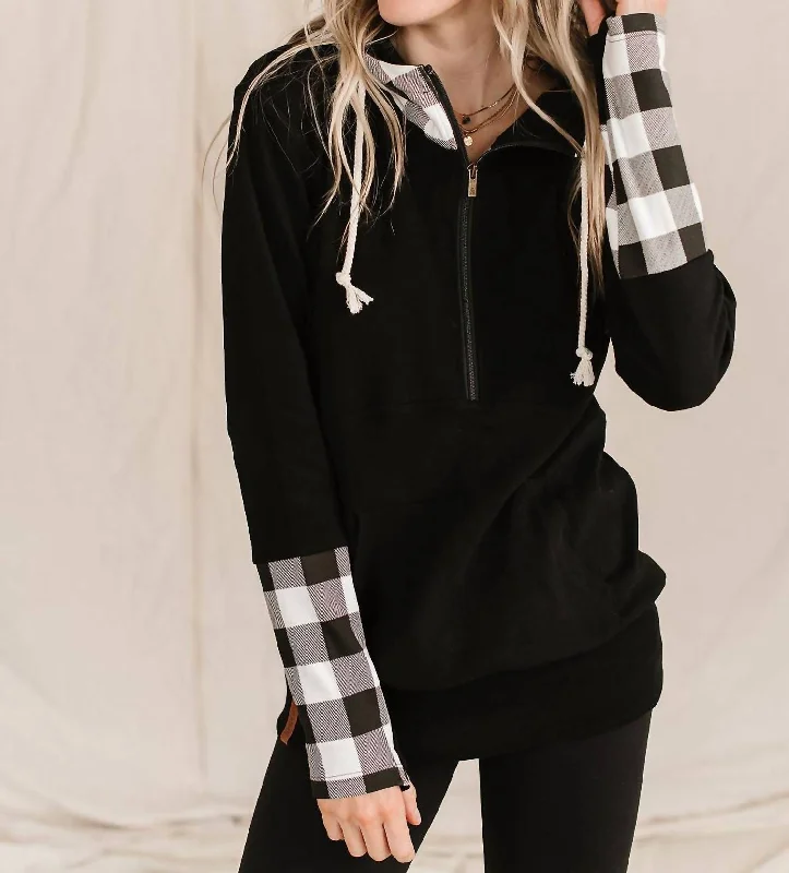 Halfzip Sweatshirt In Checks Out Black