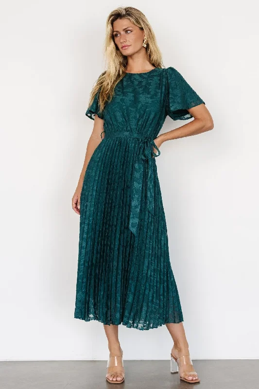 Mindy Pleated Dress | Emerald