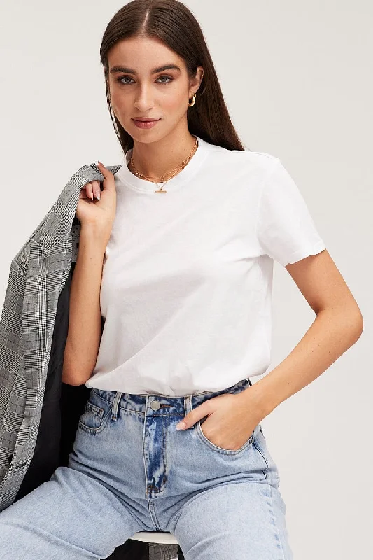 White T Shirt Short Sleeve Crew Neck