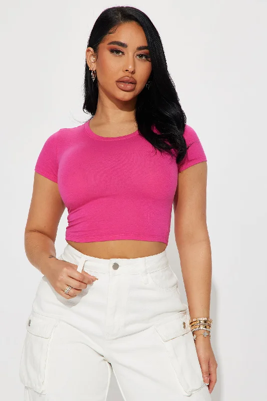 Judia Crew Neck Top - Fuchsia