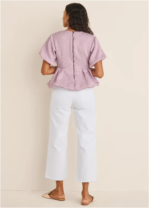 Textured V-neck top - Lilac